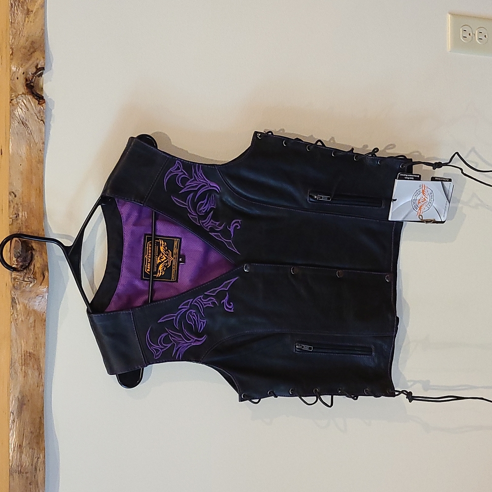 NWT Milwaukee Leather ML1296 Women's Black and Purple Vest MED